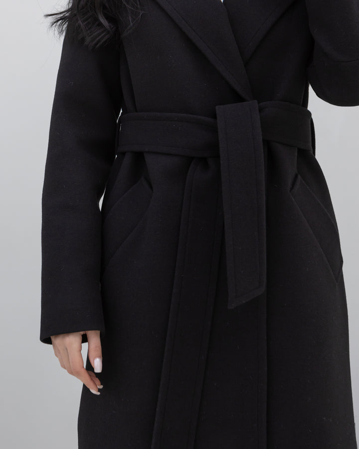 Madrid Wool Wrap coat Black