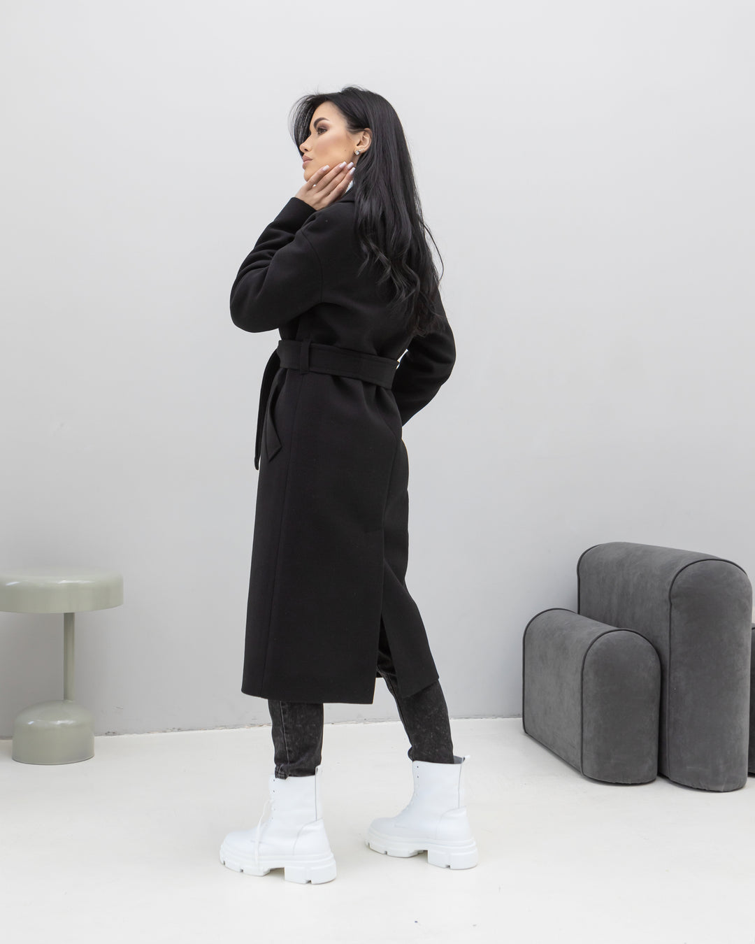 Madrid Wool Wrap coat Black