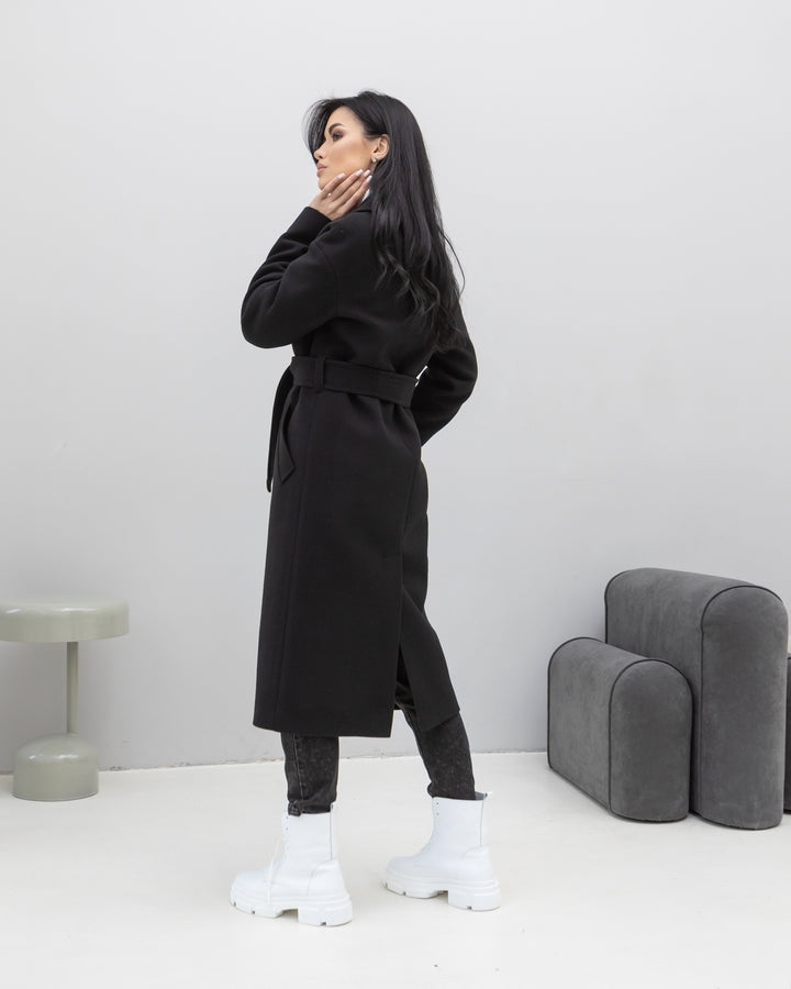 Madrid Wool Wrap coat Black