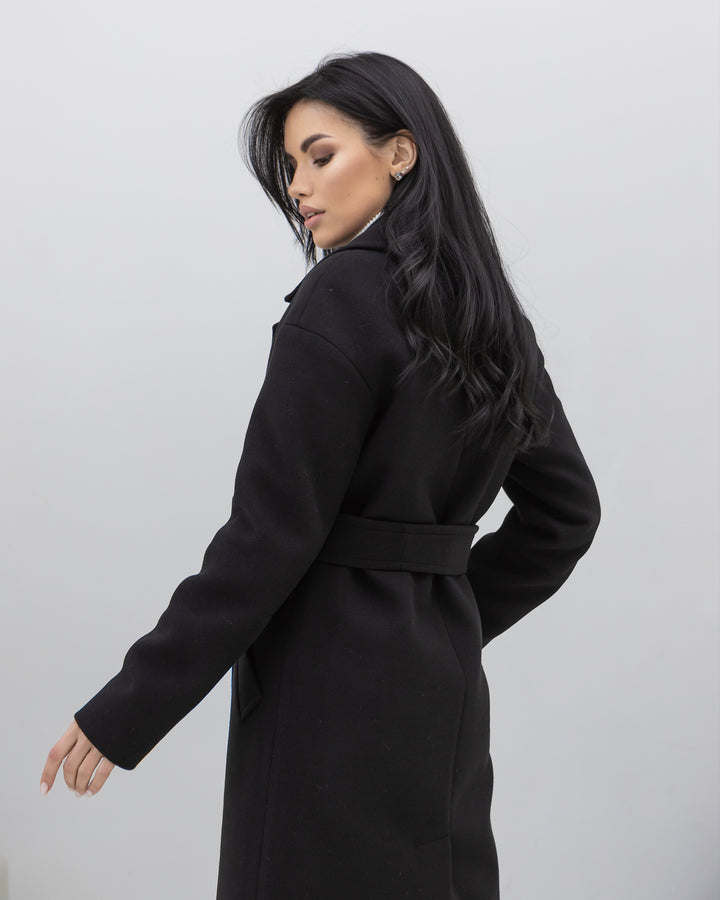 Madrid Wool Wrap coat Black