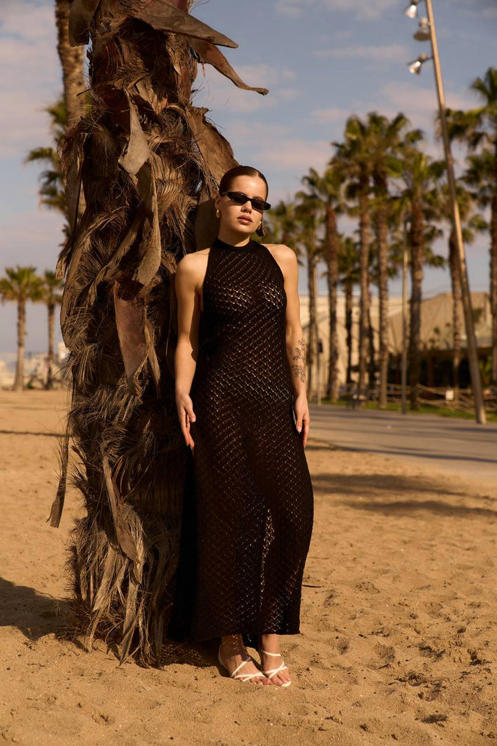 Paula Open-Back Dress Black