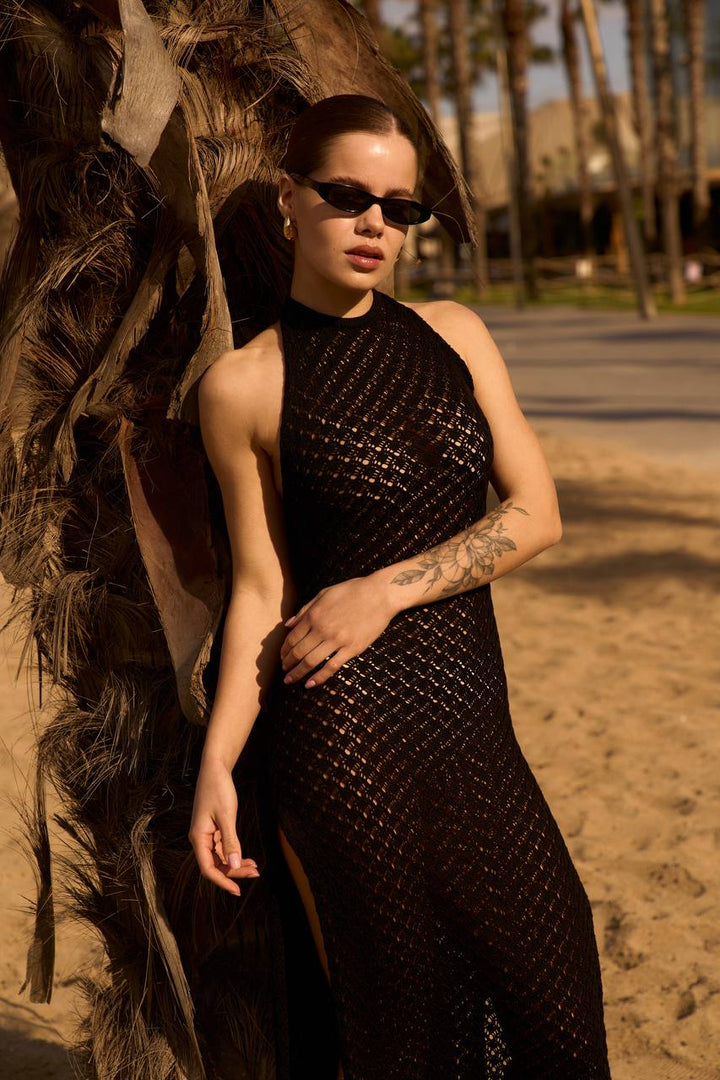 Paula Open-Back Dress Black