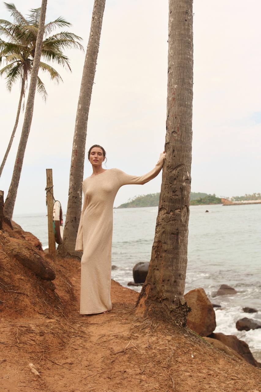 Goddess of the Sea maxi dress beige