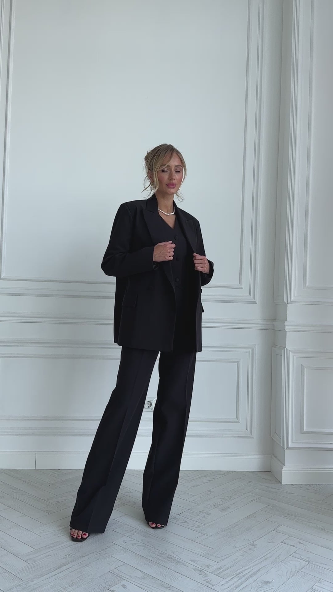 Black formal 3-piece pantsuit for tall