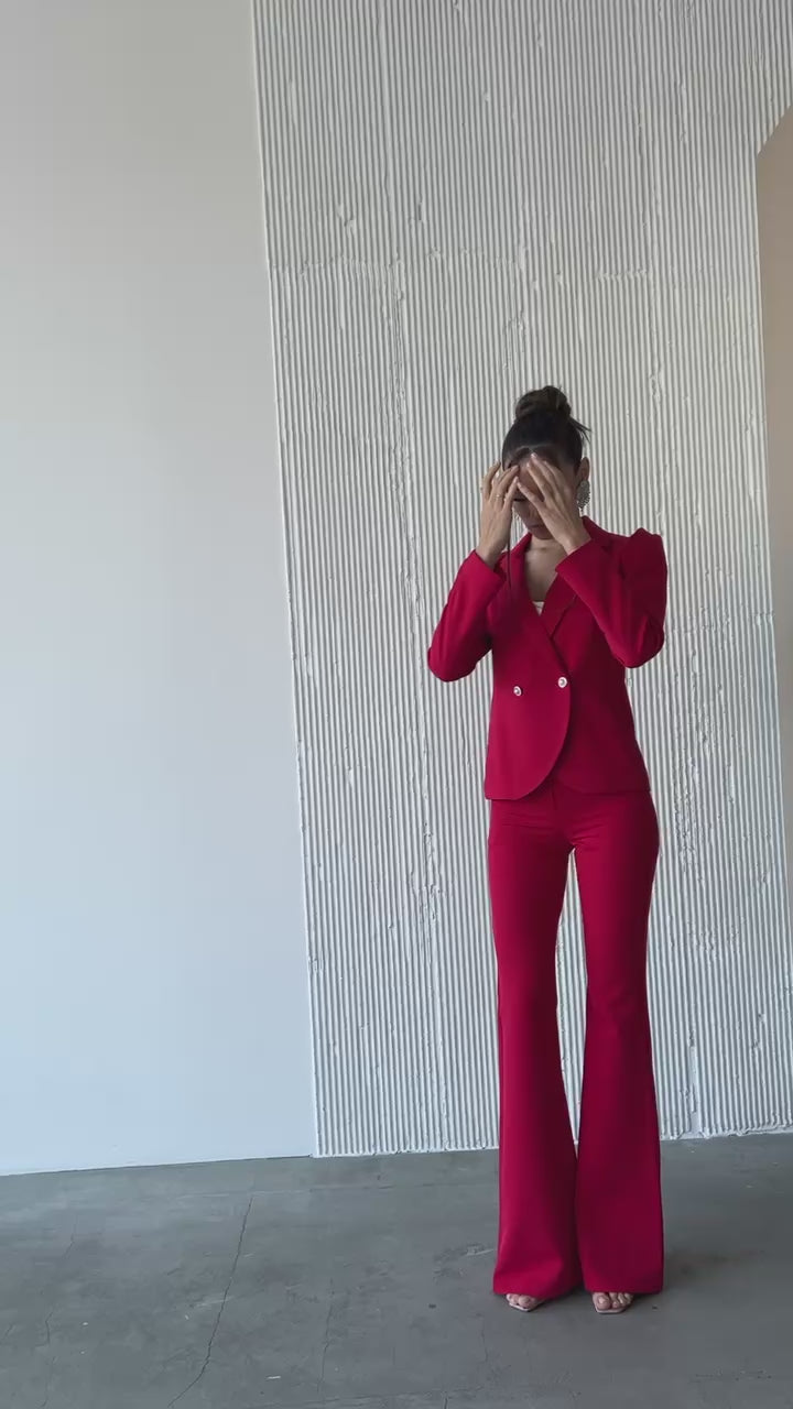 Red Bell Bottom Pants Suit