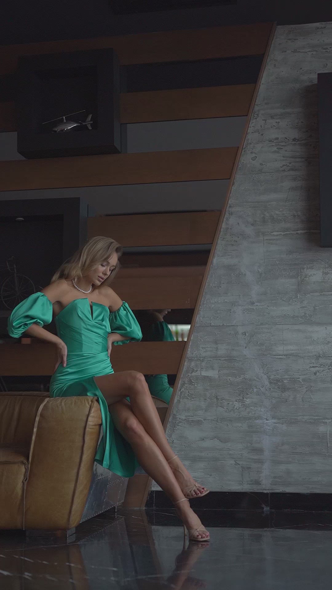 Mint Green Satin Midi Dress