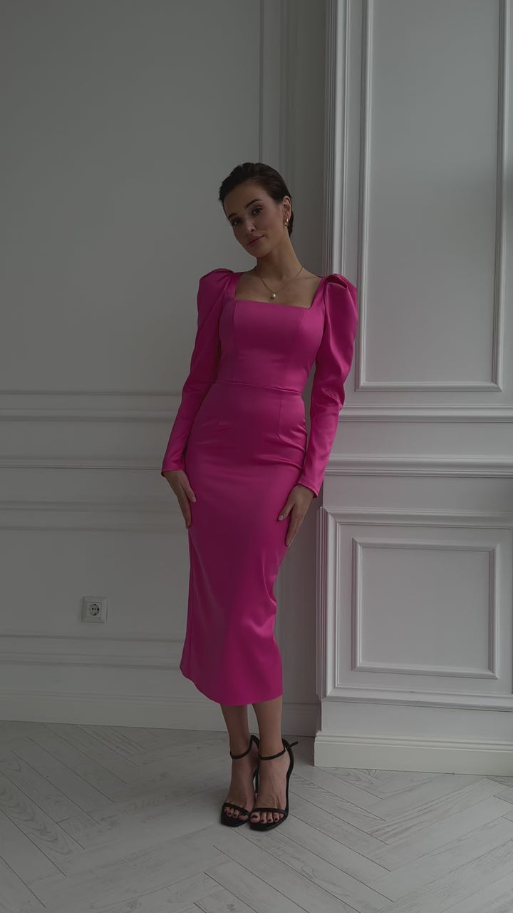 Hot Pink open back dress