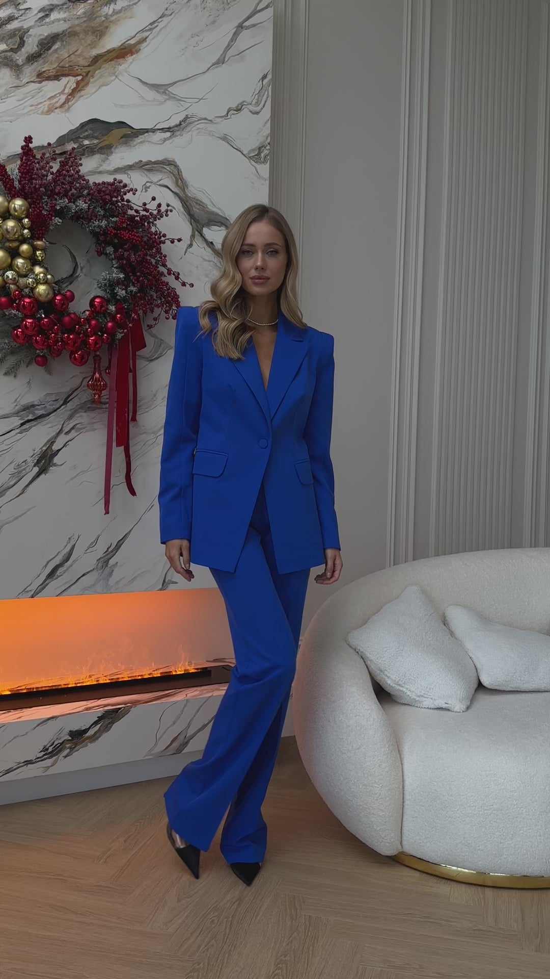 Royal Blue formal 2-piece pantsuit for tall women