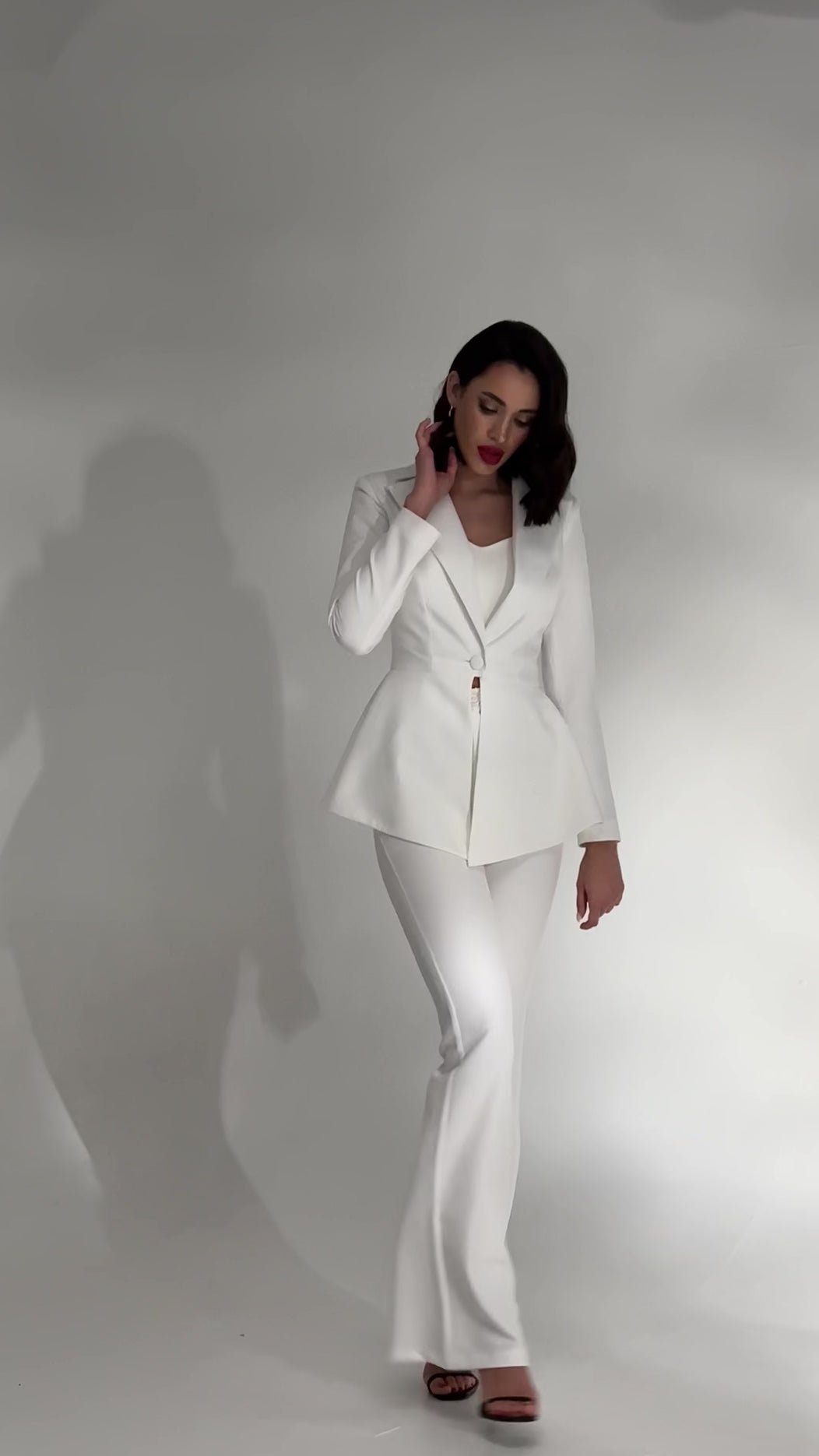 White Peplum Blazer Suit