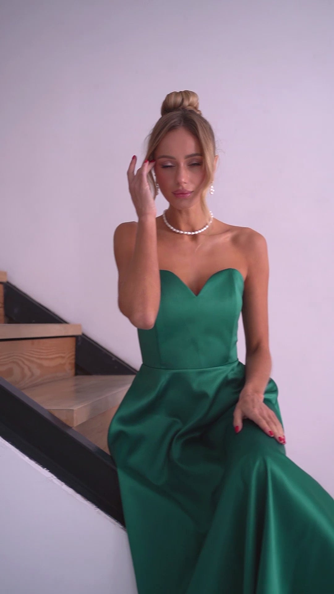 Emerald Green Satin dress
