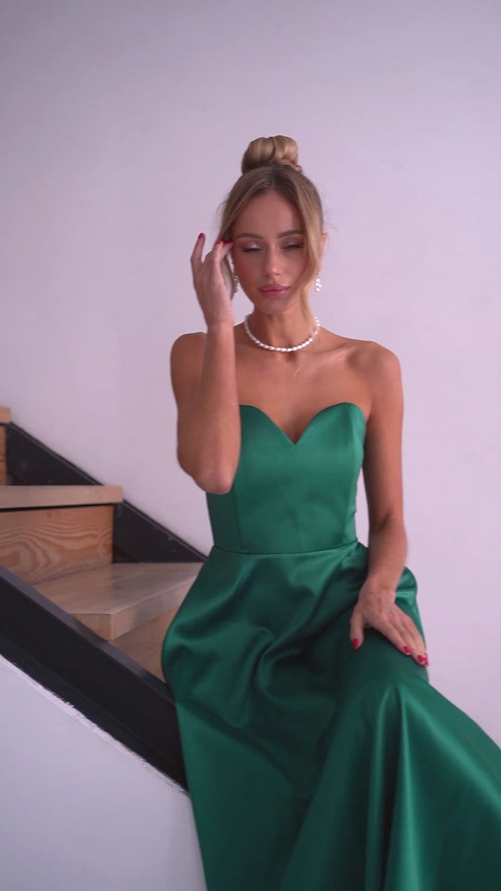 Emerald Green Satin dress