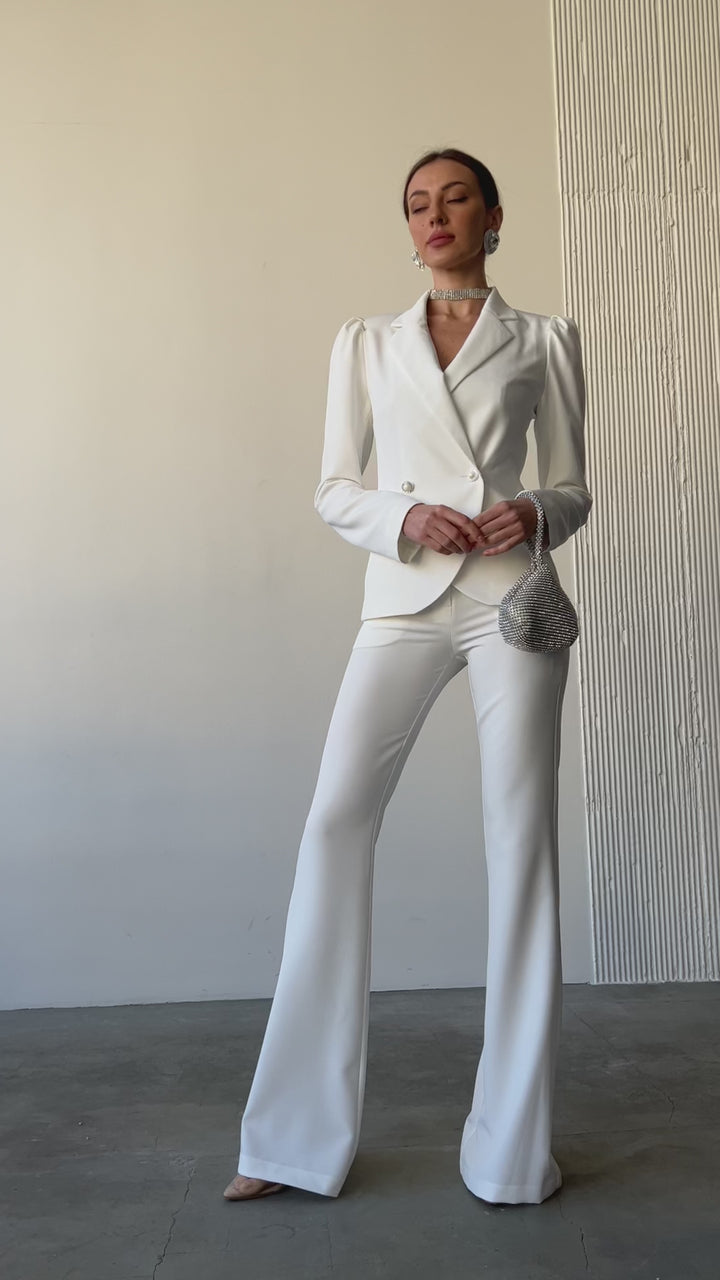 White Bell Bottom Pants Suit