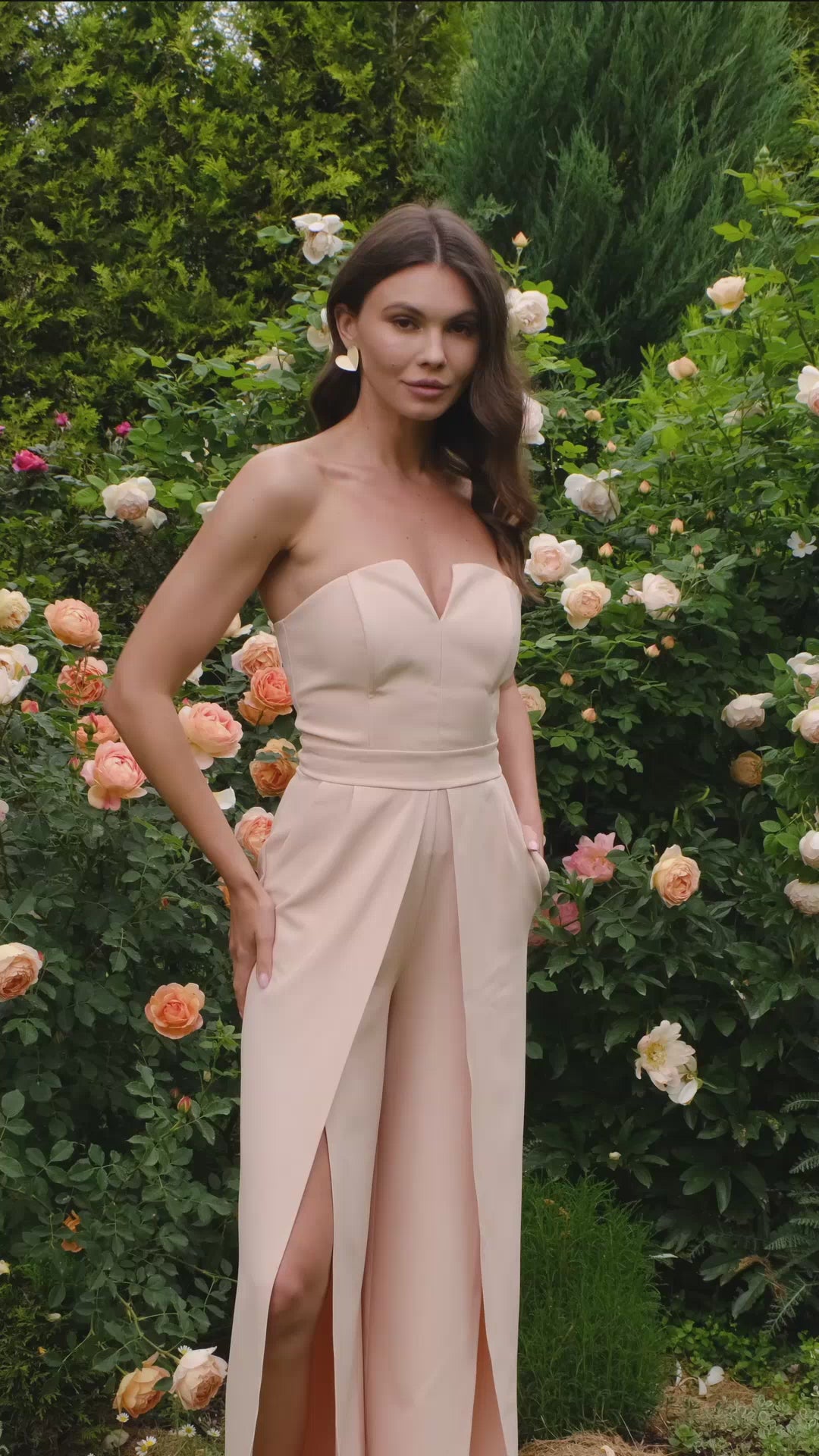 Beige Corseted Jumpsuit