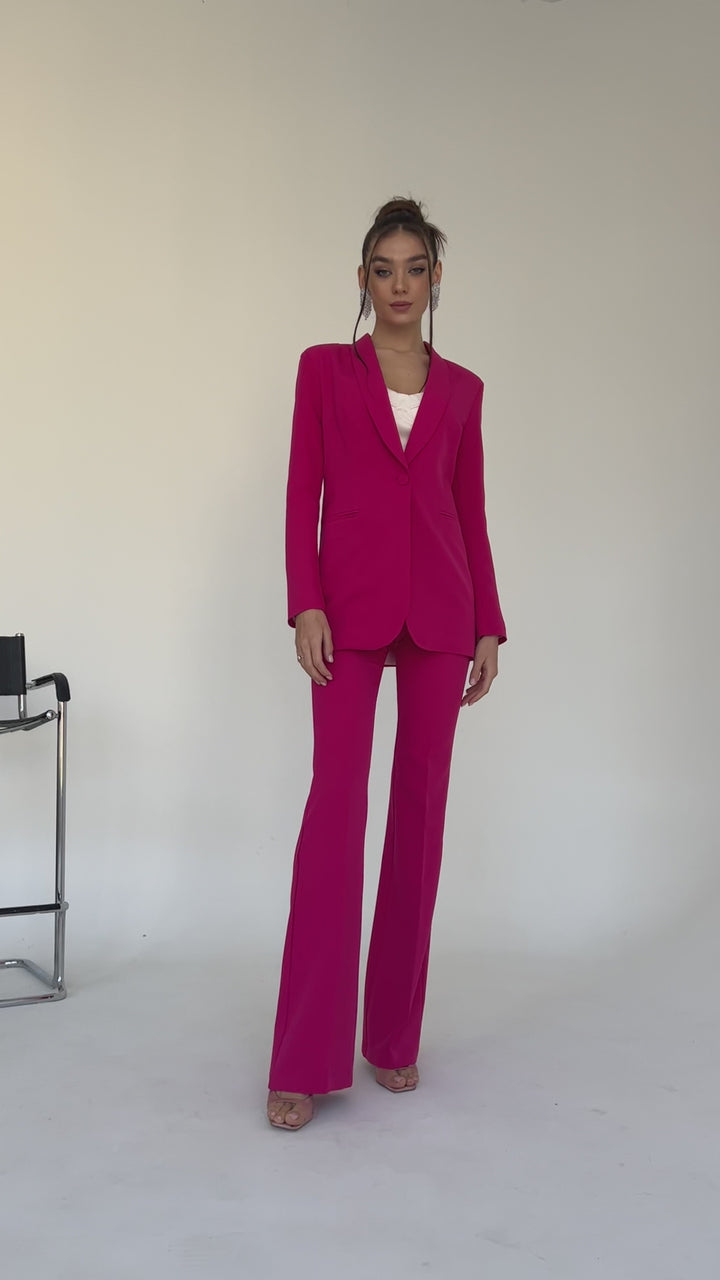 Hot Pink fitted pantsuit for tall women