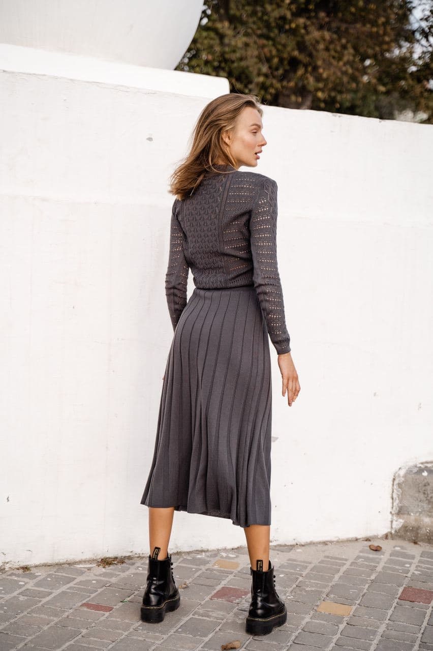 Dark Grey knit Hollow Out Dress