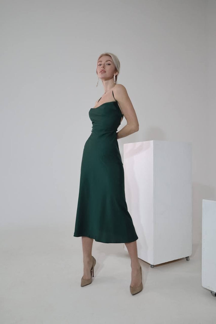 Emerald Green Silk Slip Dress