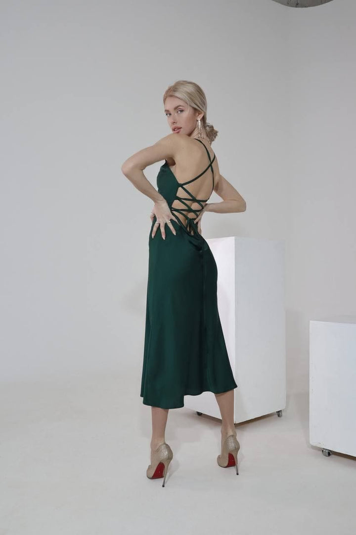 Emerald Green Silk Slip Dress