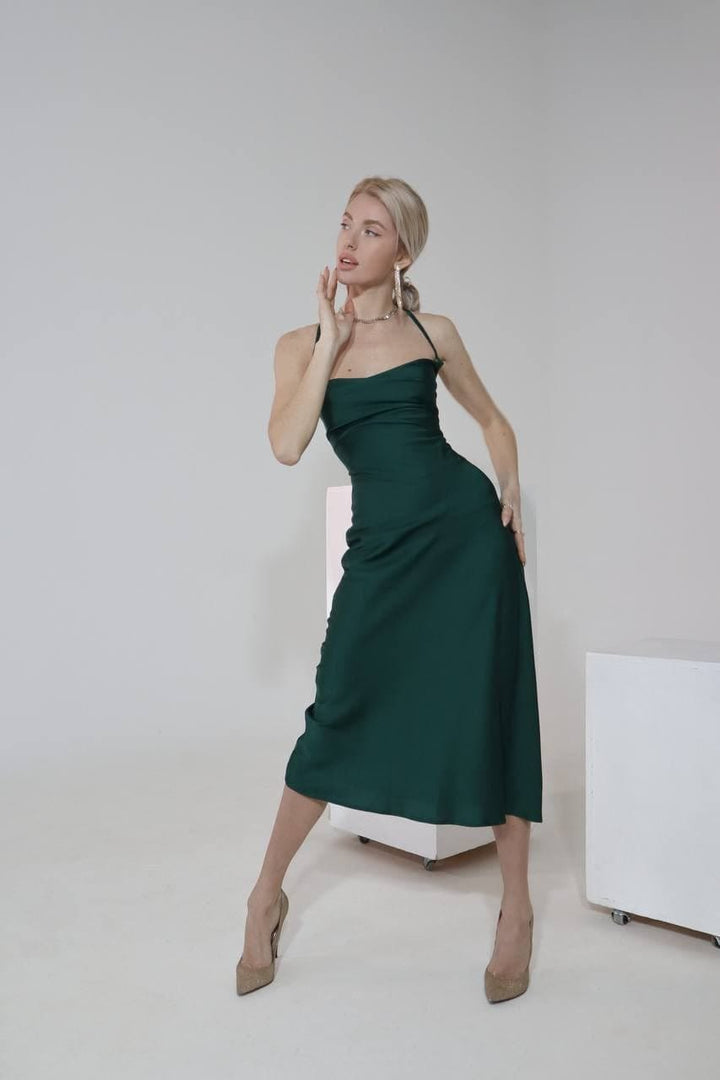 Emerald Green Silk Slip Dress