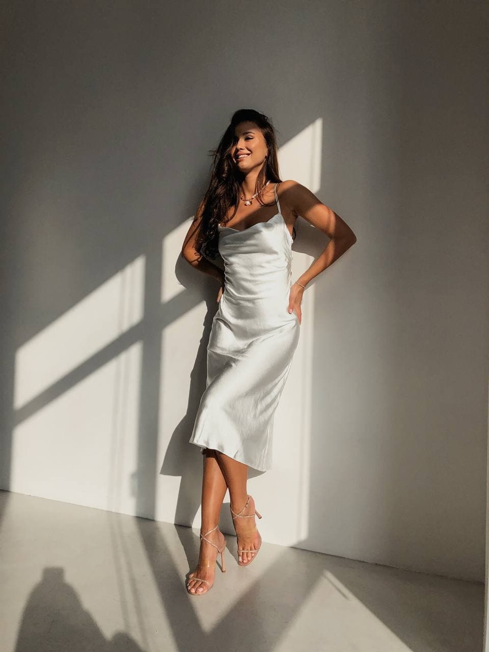 White Silk Slip Dress