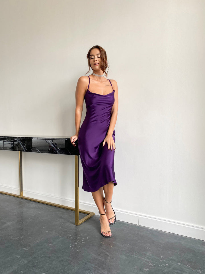 Purple Silk Slip Dress