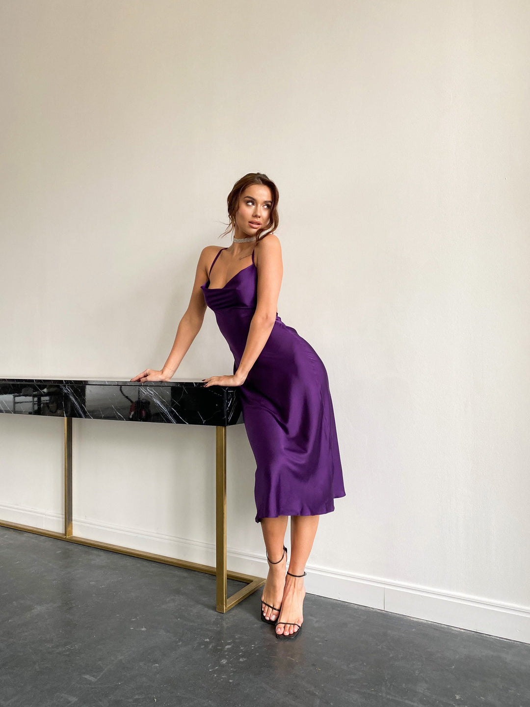 Purple Silk Slip Dress