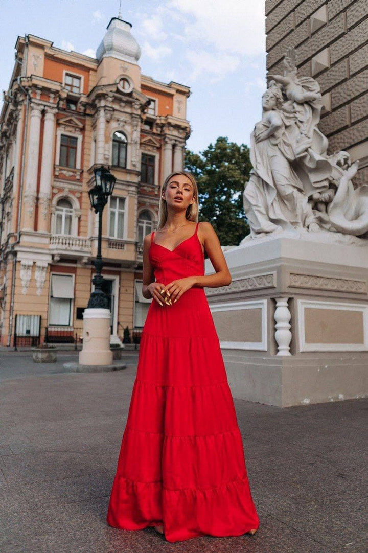 Red Silk Maxi Dress