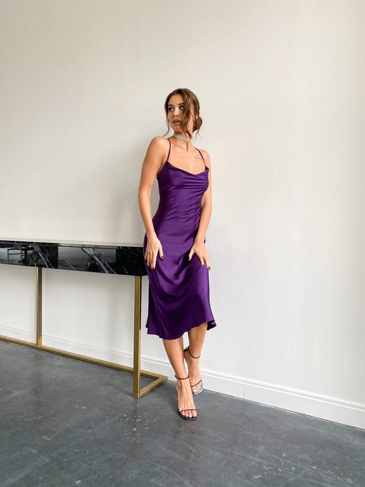 Purple Silk Slip Dress