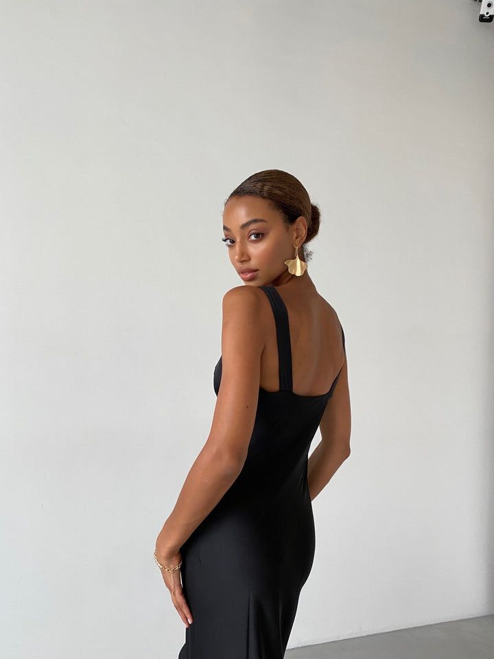 Black Maxi Silk slip Dress