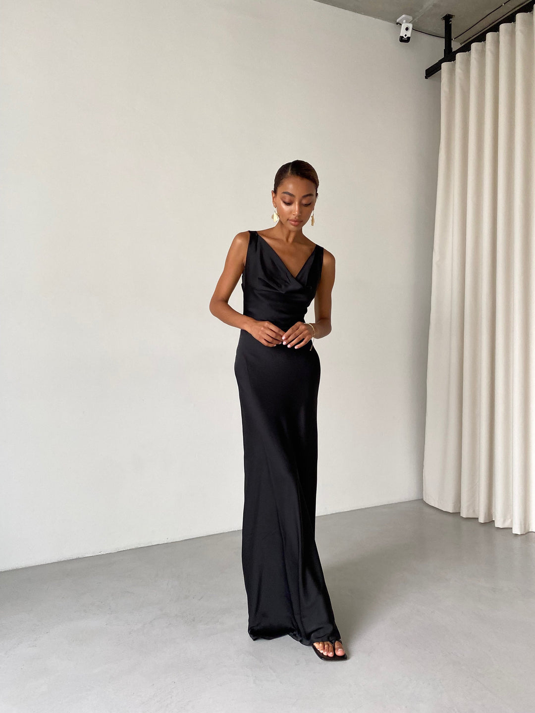 Black Maxi Silk slip Dress