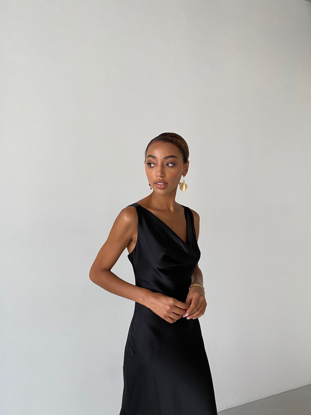 Black Maxi Silk slip Dress