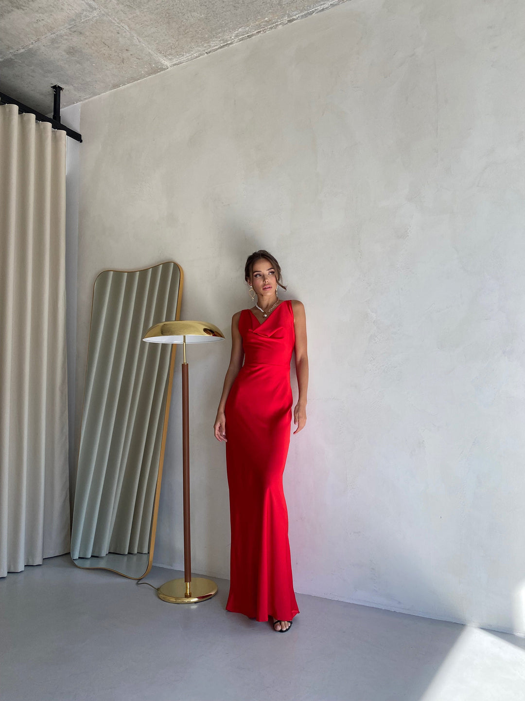 Red Silk Maxi Dress