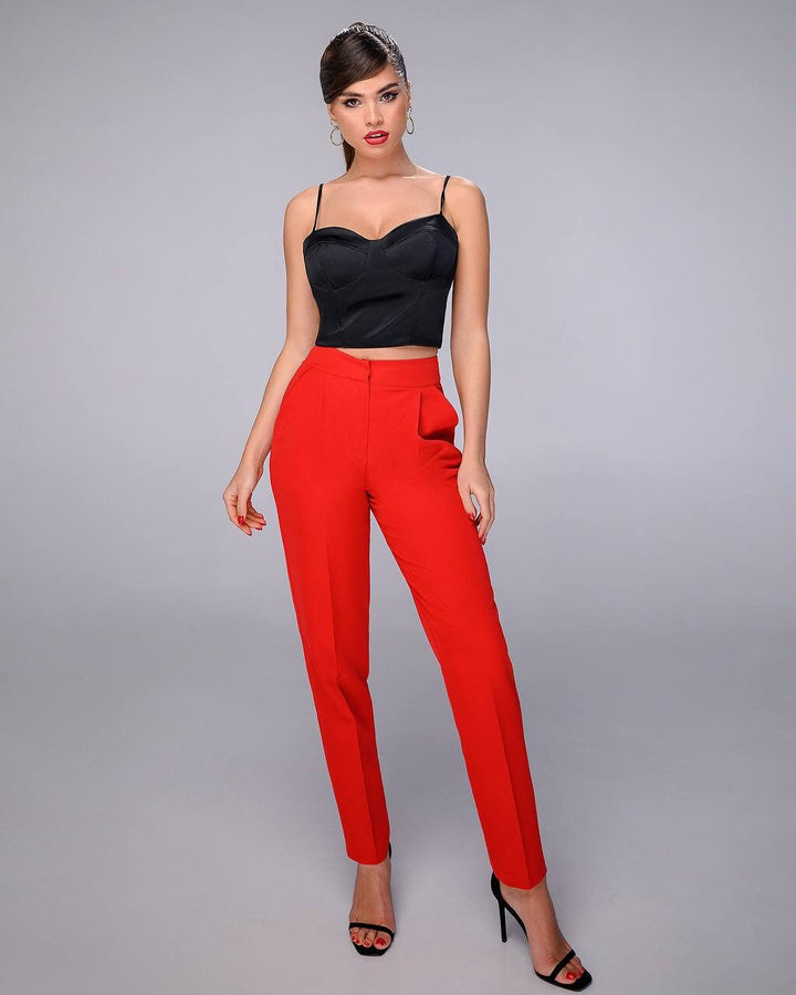 Red Elegant and Classy 2-piece blazer trouser pantsuit for women