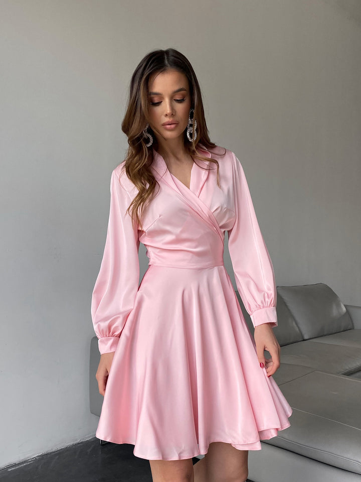 Light Pink Silk Wrap mini Dress