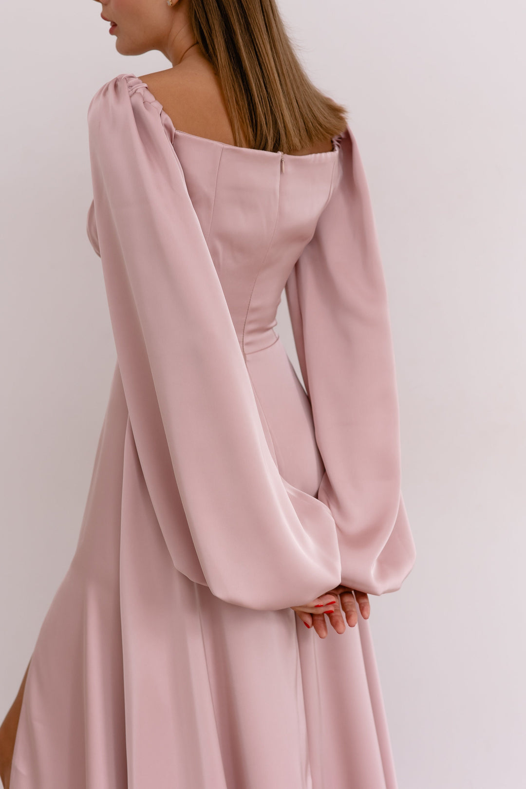 Dusty Pink Silk Maxi Dress