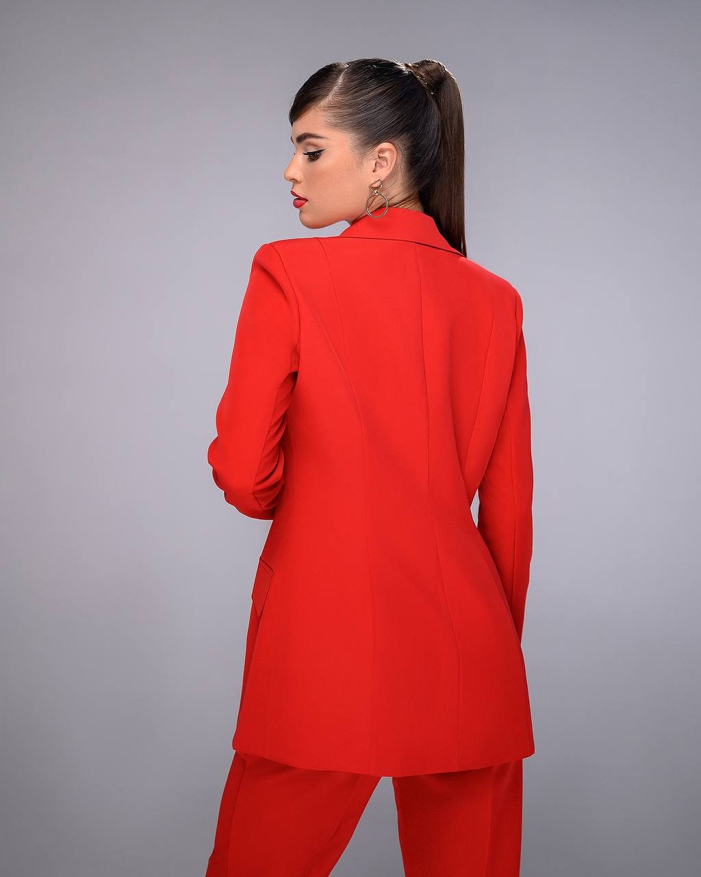 Red Elegant and Classy 2-piece blazer trouser pantsuit for women