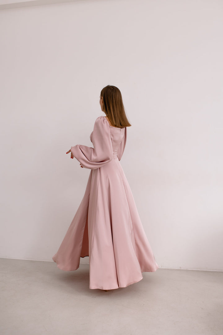 Dusty Pink Silk Maxi Dress