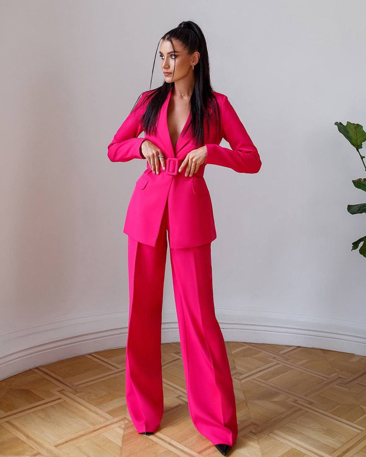 Hot Pink 2-piece Suit Set for Tall Women