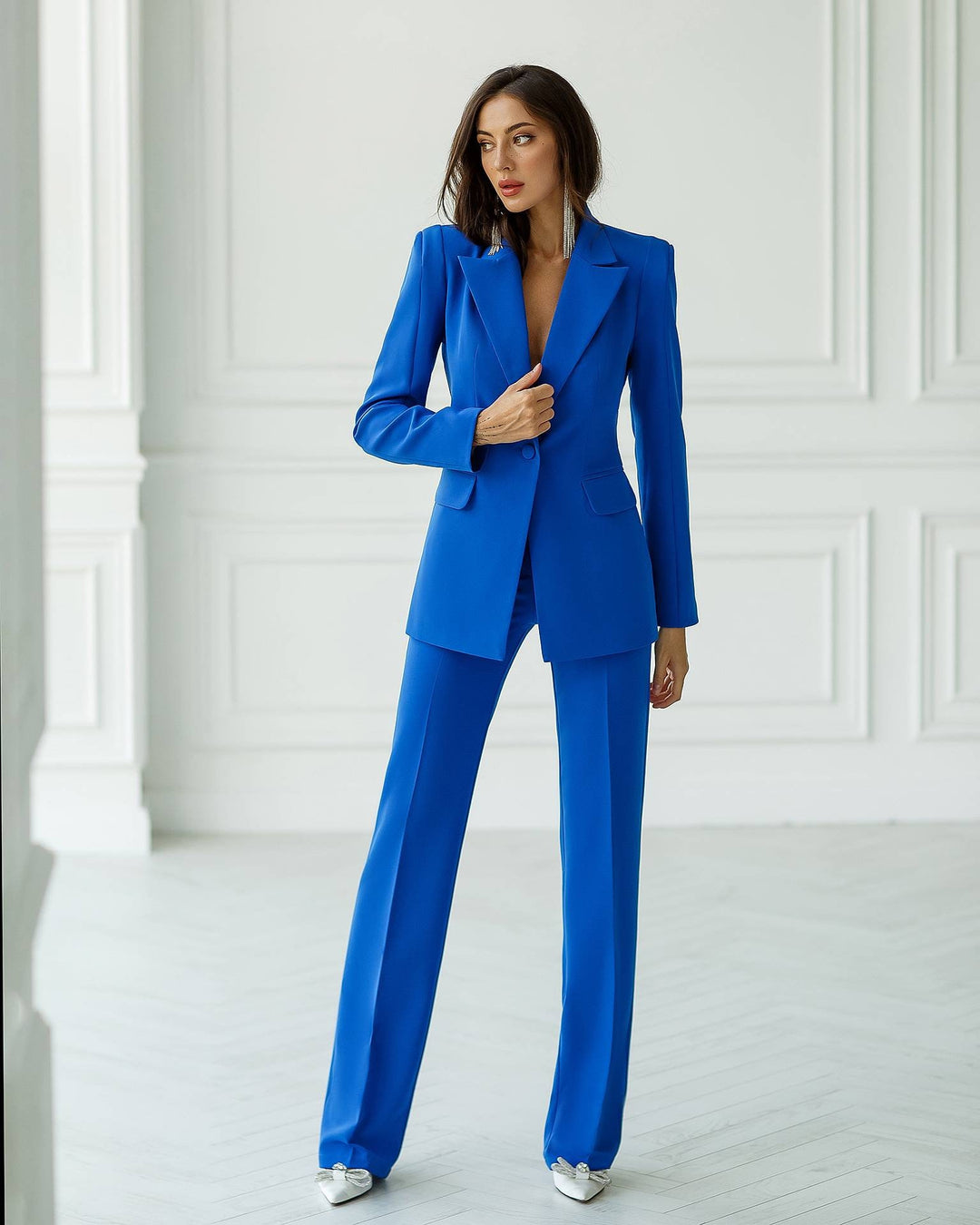 Royal Blue formal 2-piece pantsuit for tall women