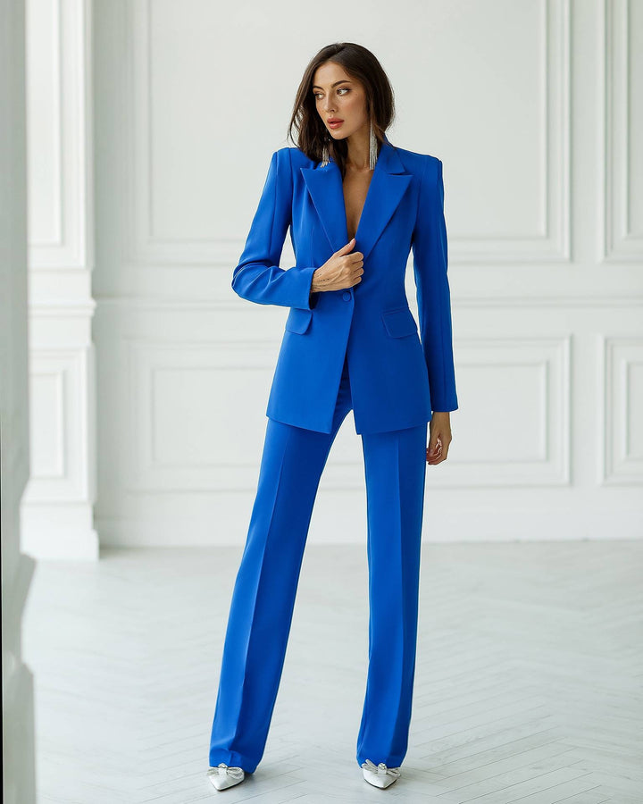 Royal Blue formal 2-piece pantsuit for tall women