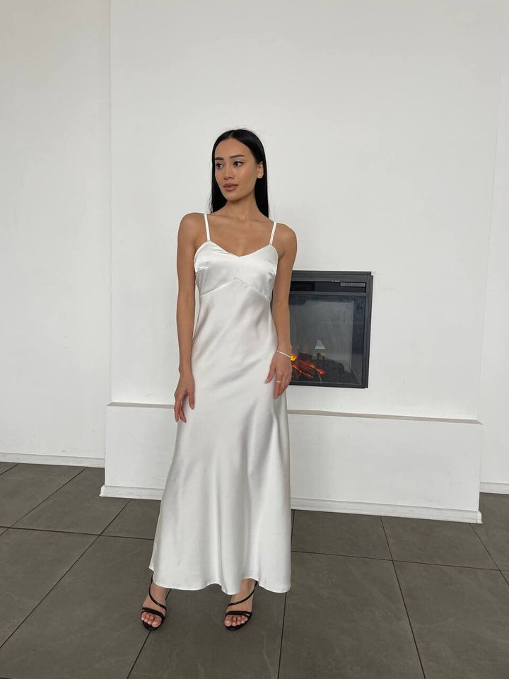 White Silk Slip Dress