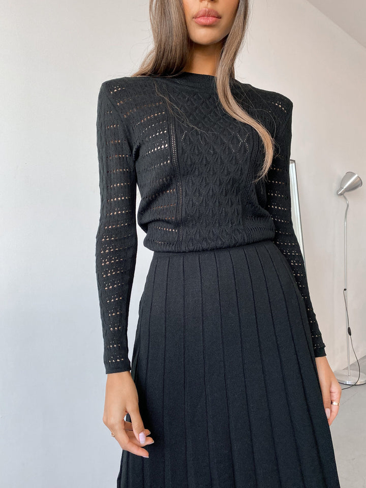 Black knit Hollow Out Dress