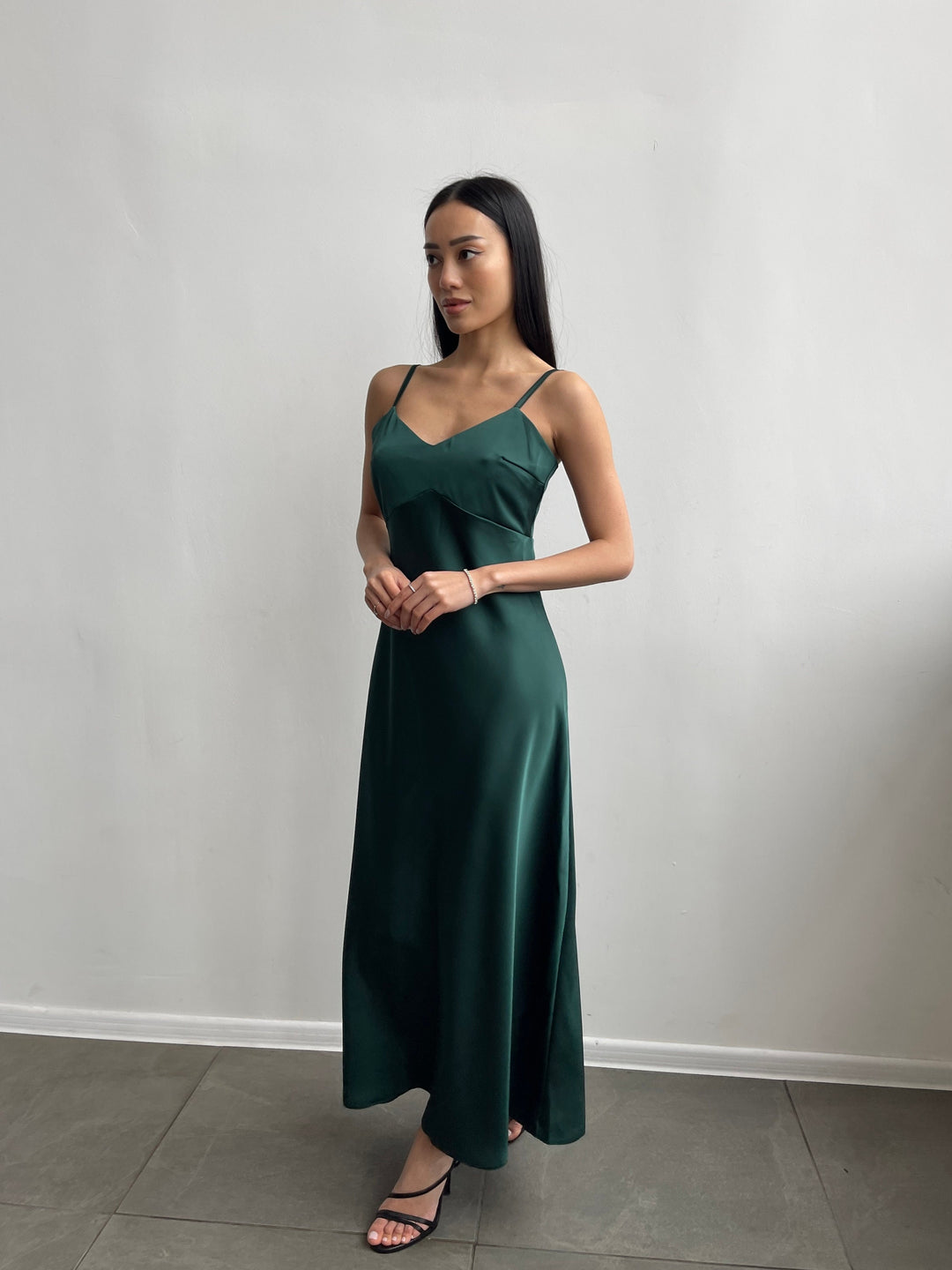 Emerald Green Silk Slip Dress