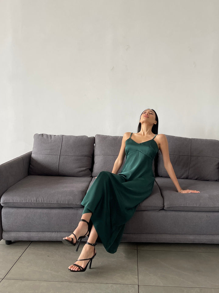 Emerald Green Silk Slip Dress