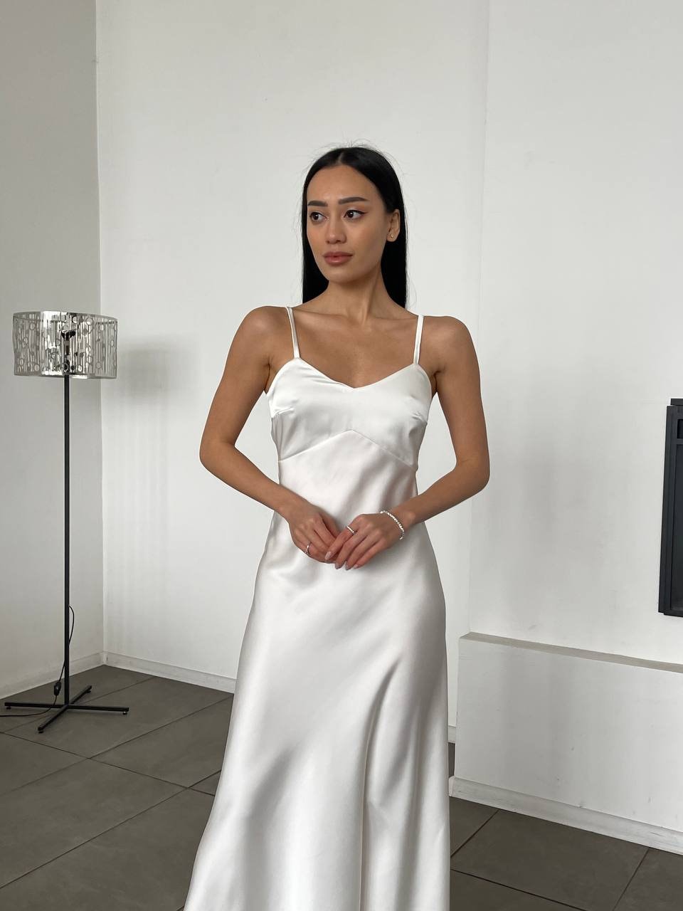 White Silk Slip Dress