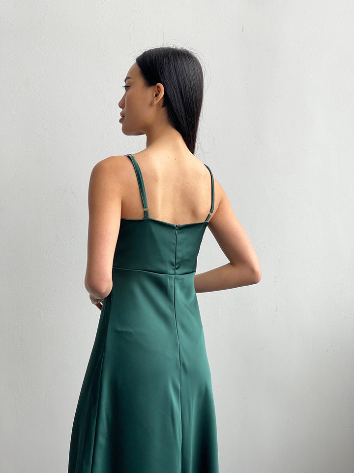 Emerald Green Silk Slip Dress