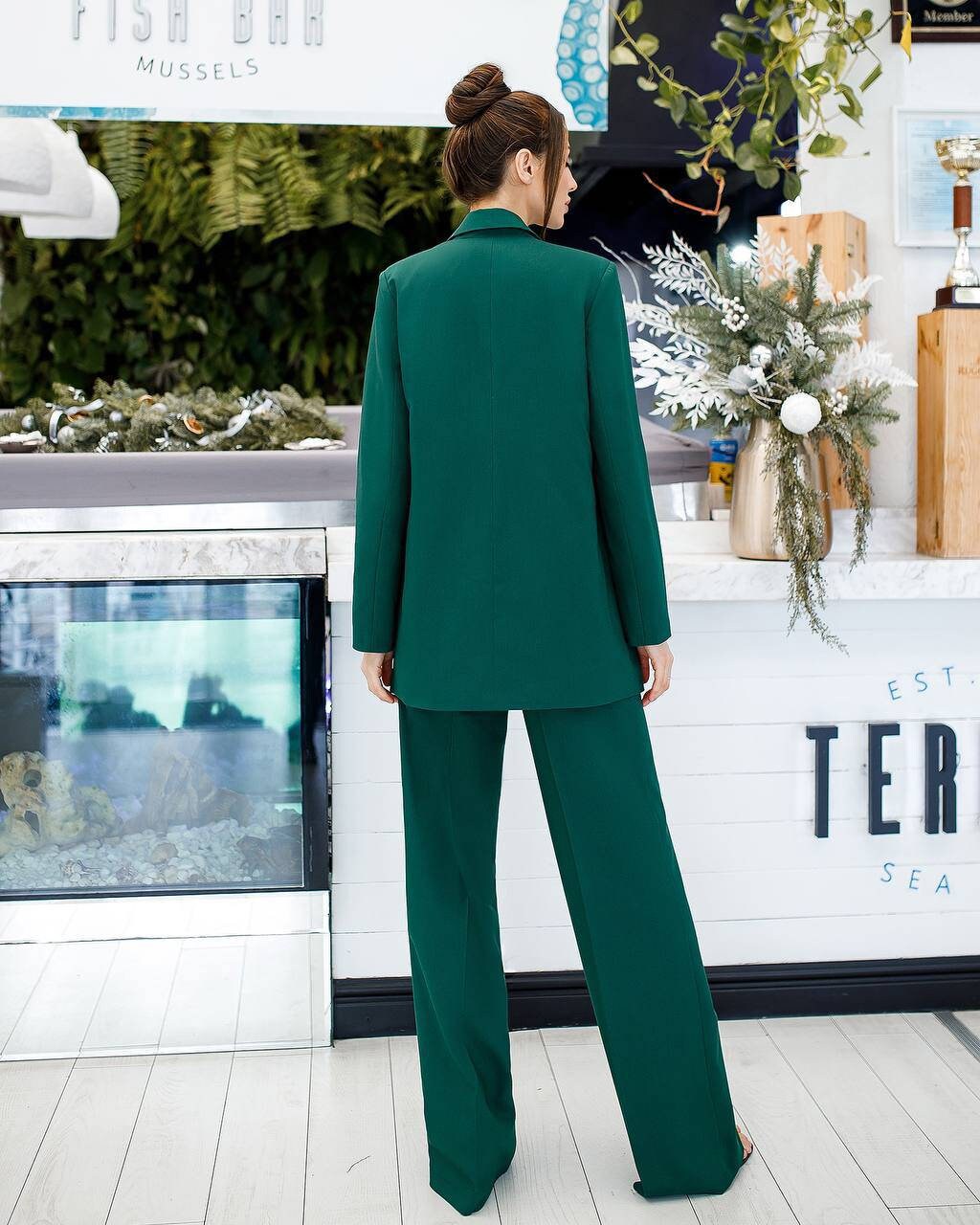Emerald Green oversize Blazer and wide leg pants co-ord suit for business women