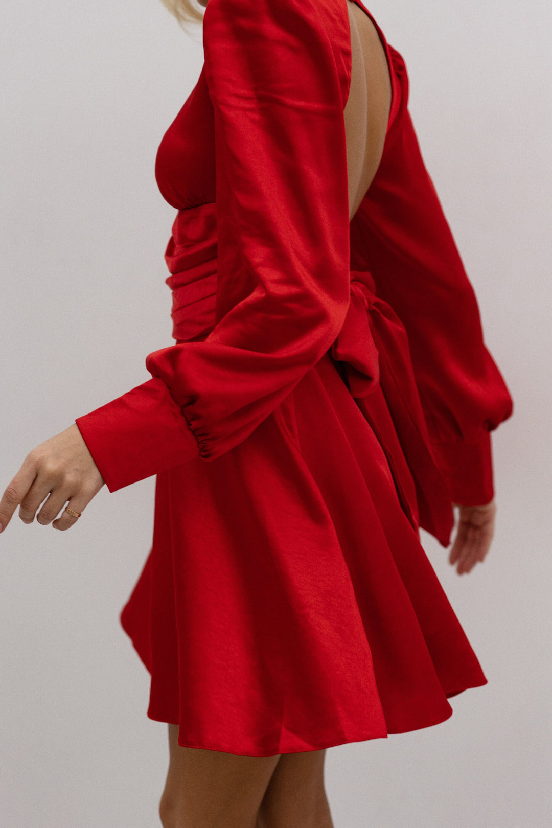 Red Silk Mini Dress open back