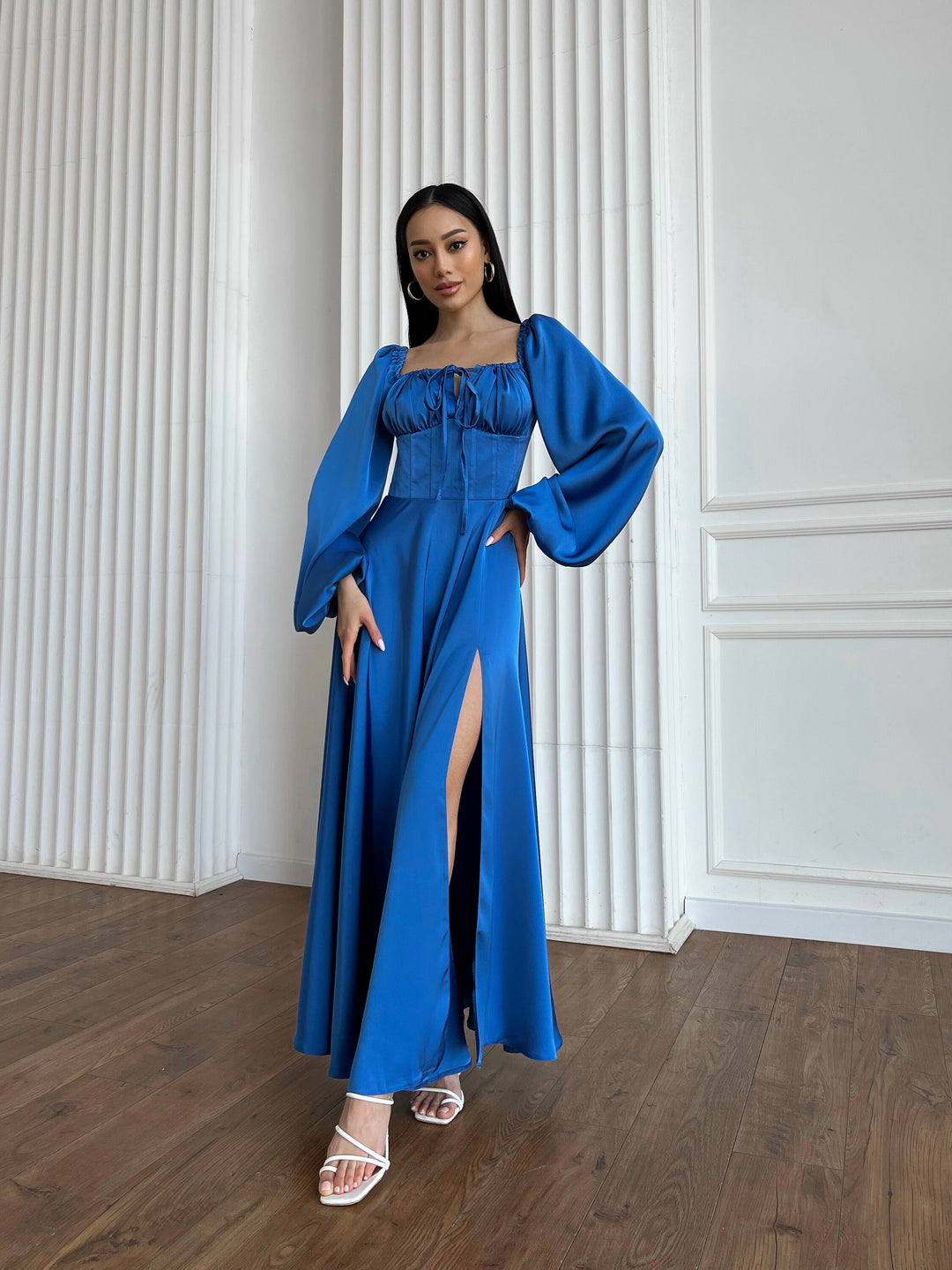 Royal Blue Silk Maxi Dress