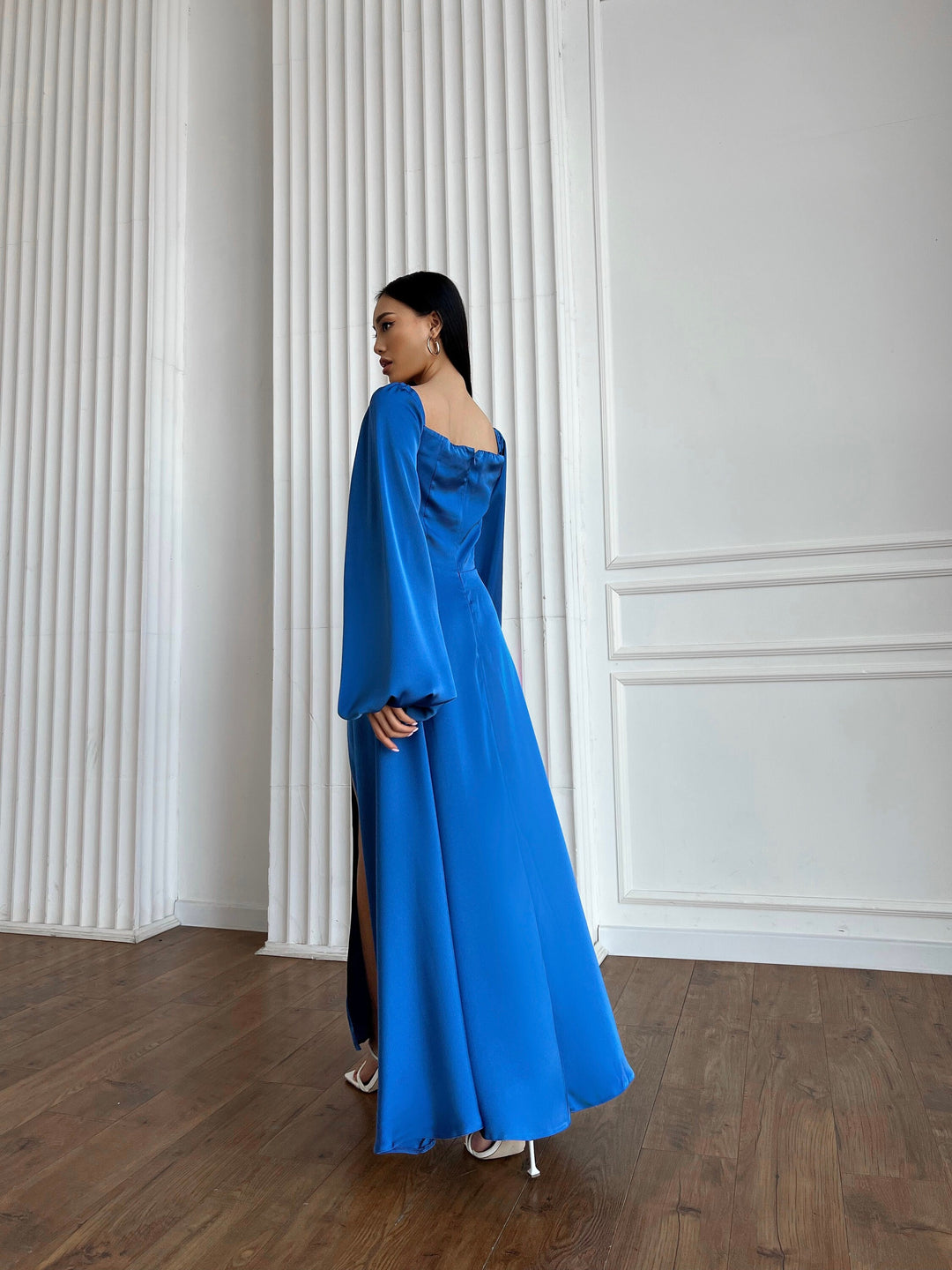 Royal Blue Silk Maxi Dress