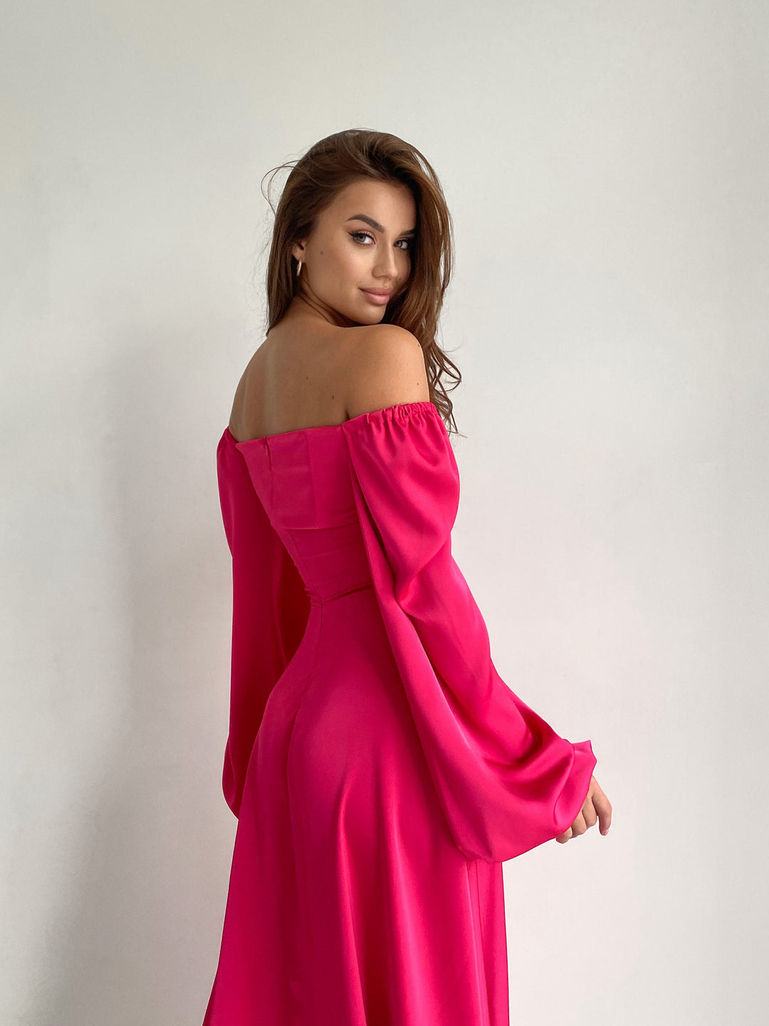 Hot Pink Silk Maxi Dress